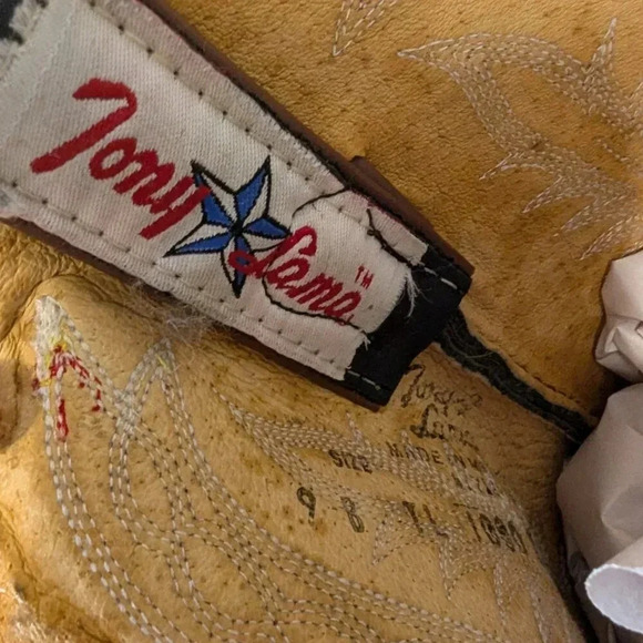 Tony Lama Vintage Leather Cowboy Boots, Tan/Black, Size 9 - Picture 8 of 12